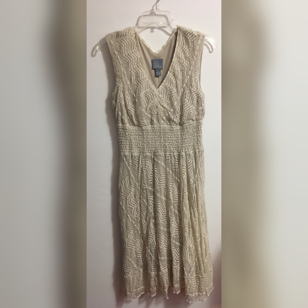 Tan Lace Midi Dress Size 8